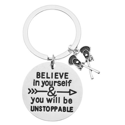 Lacrosse Keychain with Inspirational Charms
