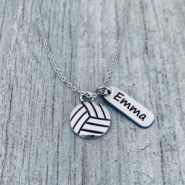 Personalized Engraved Volleyball Necklace