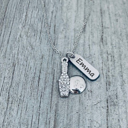 Personalized Engraved Bowling Necklace