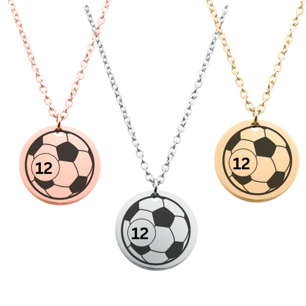 Engraved Soccer Ball Number Necklace