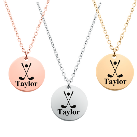 Engraved Golf Club Necklace