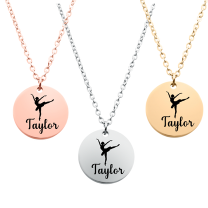 Engraved Ballet Round Necklace