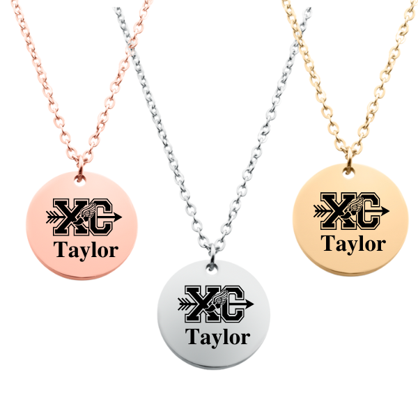 Engraved Cross Country XC Runner Necklace