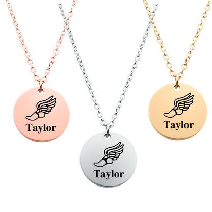 Engraved Track and Field Runner Necklace