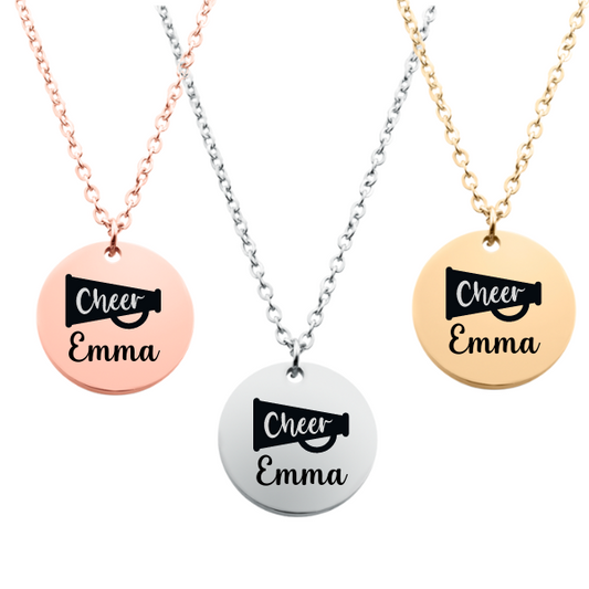 Engraved Cheer Megaphone Necklace