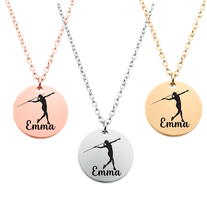 Engraved Javelin Track And Field Necklace