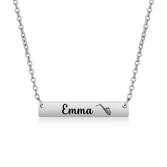 Personalized Saxophone Bar Necklace