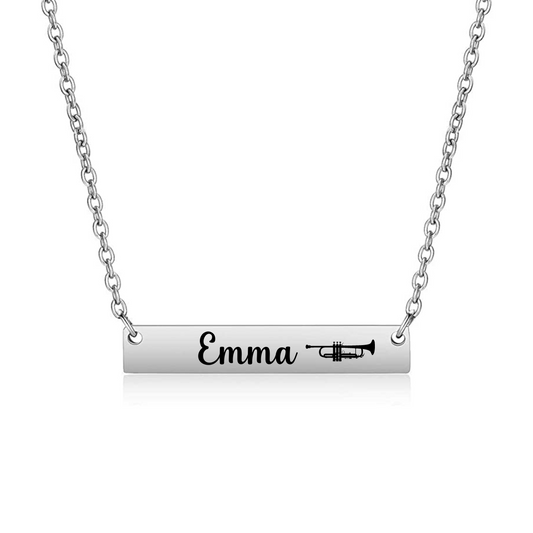 Personalized Trumpet Bar Necklace