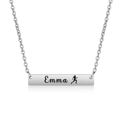 Personalized Cross Country Runner Bar Necklace