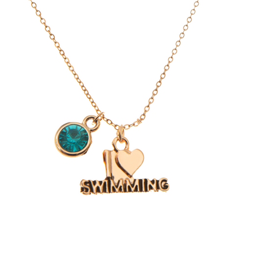 I Love to Swim Necklace- Rose Gold