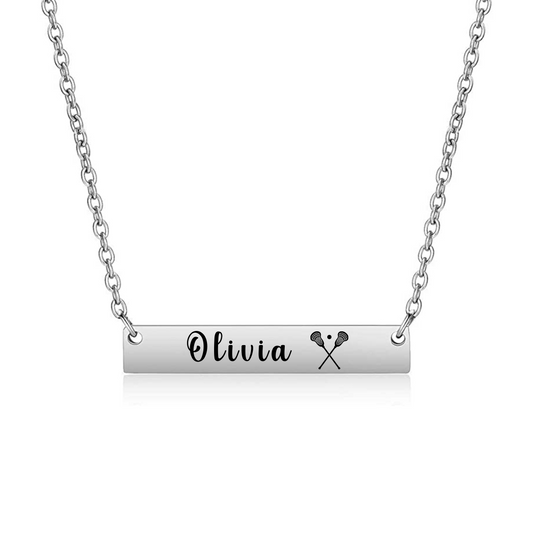 Personalized Lacrosse Bar Necklace