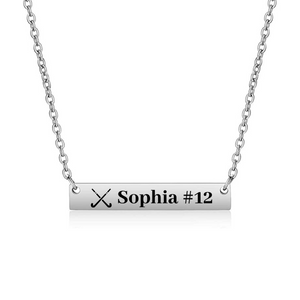 Personalized Field Hockey Bar Necklace