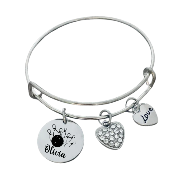 Personalized Bowling Charm Bracelet