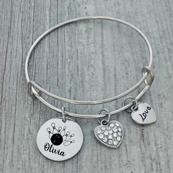 Personalized Bowling Charm Bracelet