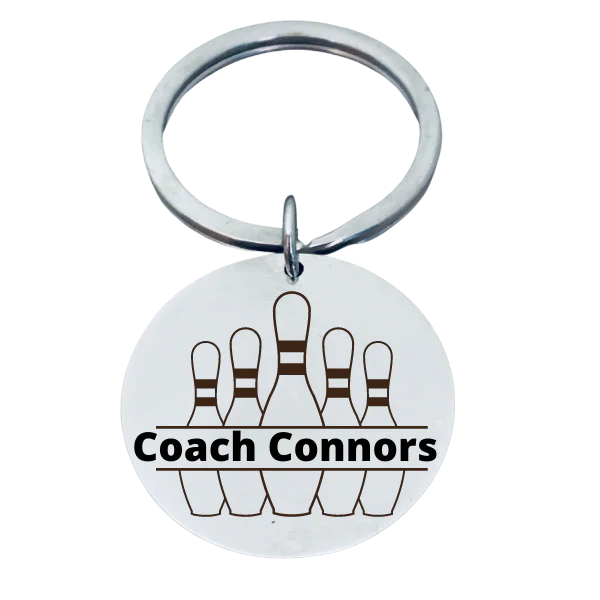 Personalized Engraved Bowling Coach Keychain