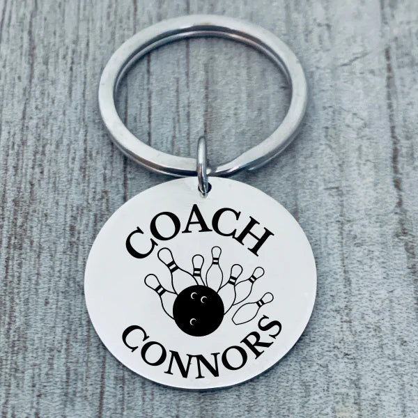 Personalized Engraved Bowling Coach Keychain