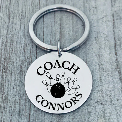 Personalized Engraved Bowling Coach Keychain - Pick Style