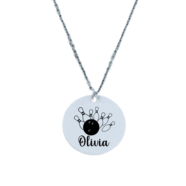 Personalized Engraved Bowling Necklace