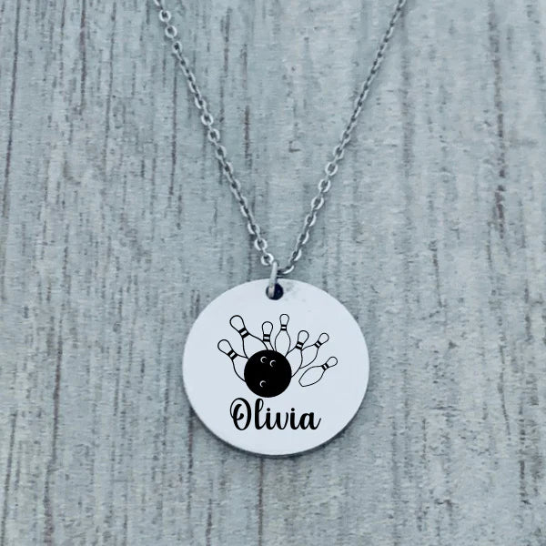 Personalized Engraved Bowling Necklace