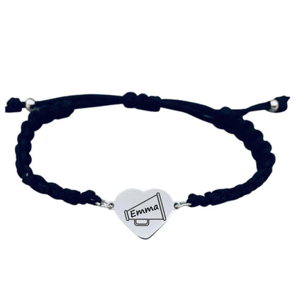 Personalized Engraved Cheer Heart Rope Bracelet