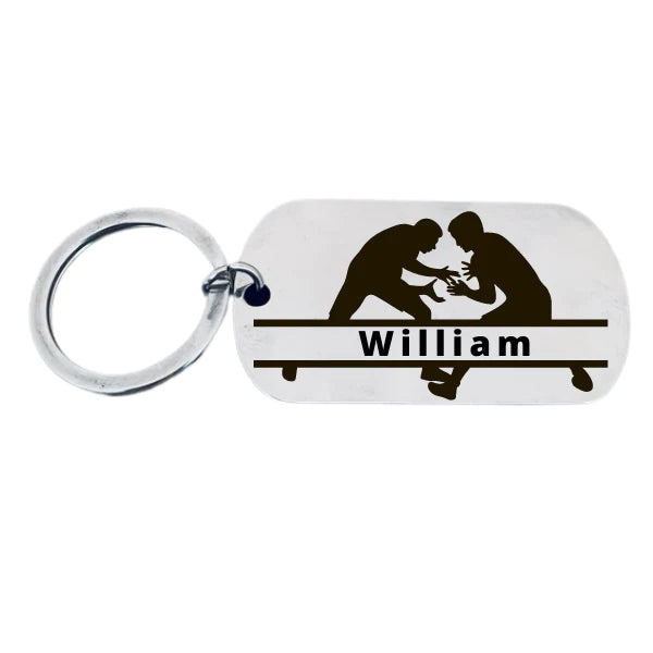 Personalized Engraved Wrestling Keychain - Pick Style