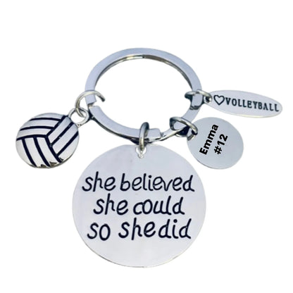 Girls Inspirational Volleyball Engraved Keychain