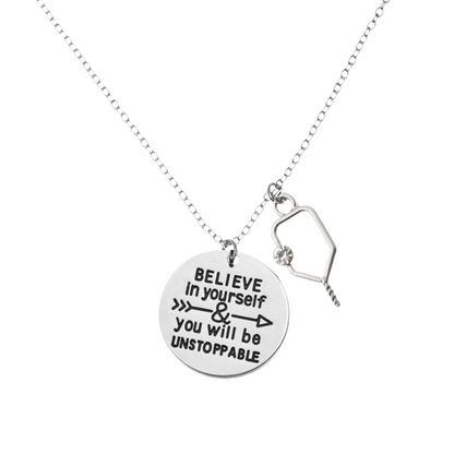 Pickleball Charm Necklace - Believe in Yourself