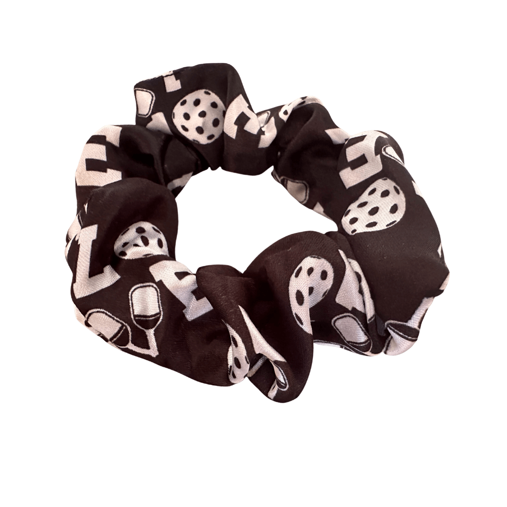 Black and White Pickleball Scrunchie