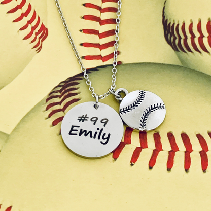 Personalized Engraved Softball Necklace