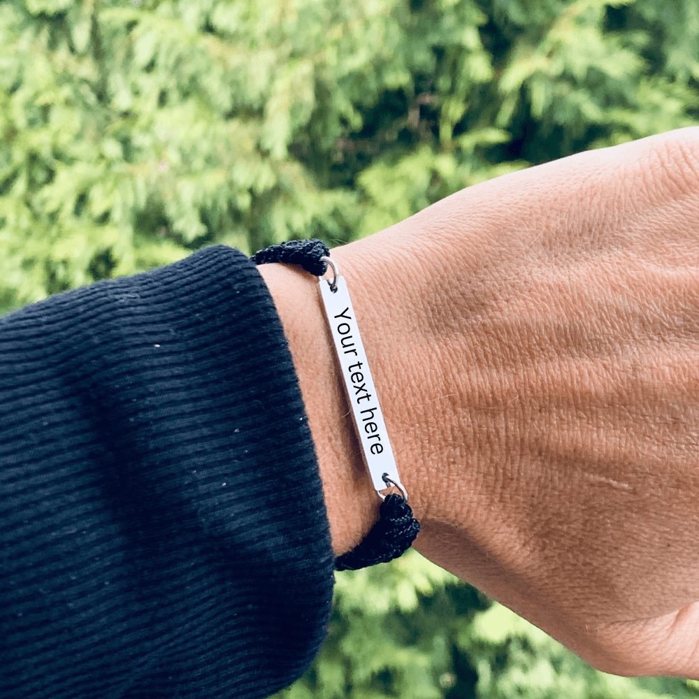 Personalized Engraved Ice Hockey Bar Rope Bracelet