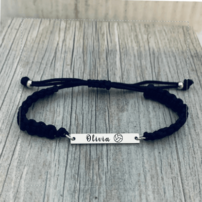 Personalized Engraved Volleyball Bar Rope Bracelet