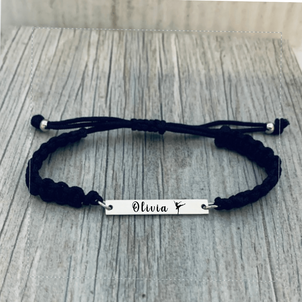 Personalized Engraved Dance Bar Rope Bracelet