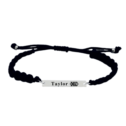 Personalized Engraved Cross Country-Running Bar Rope Bracelet