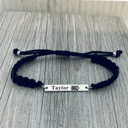 Personalized Engraved Cross Country XC - Running Bar Rope Bracelet