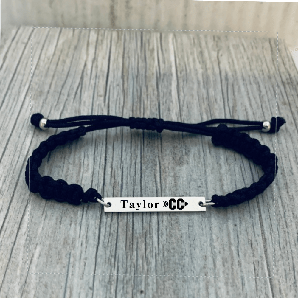 Personalized Engraved Cross Country CC - Running Bar Rope Bracelet