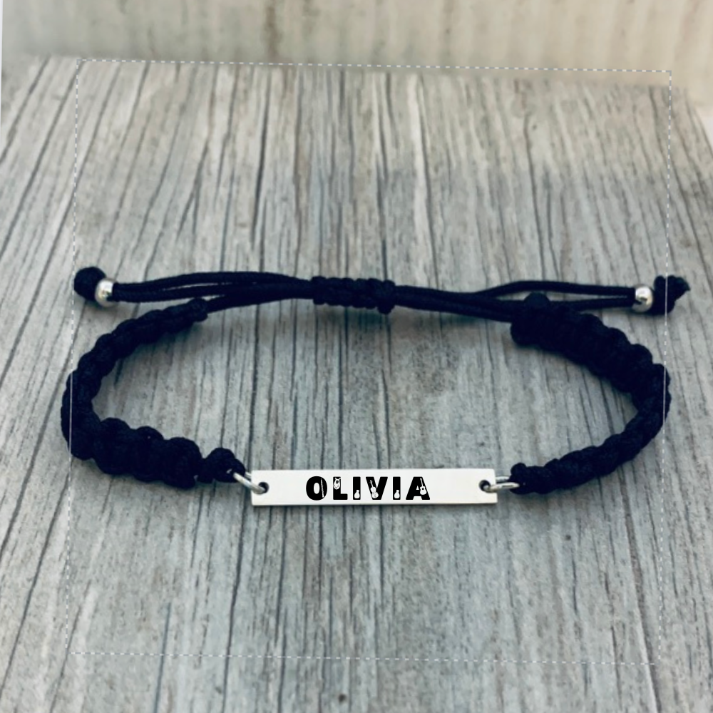 Personalized Engraved Music Bar Rope Bracelet