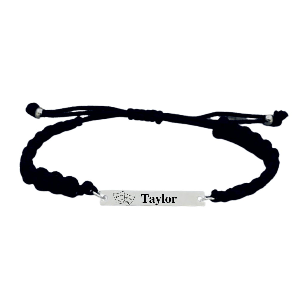 Personalized Engraved Drama & Theater Bar Rope Bracelet