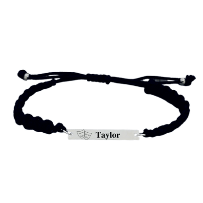 Personalized Engraved Drama & Theater Bar Rope Bracelet