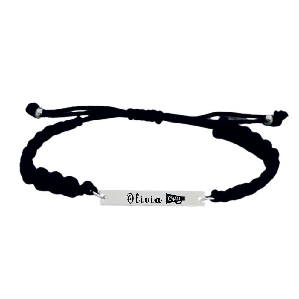 Personalized Engraved Cheer Bar Rope Bracelet