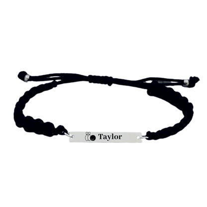 Personalized Engraved Bowling Bar Rope Bracelet