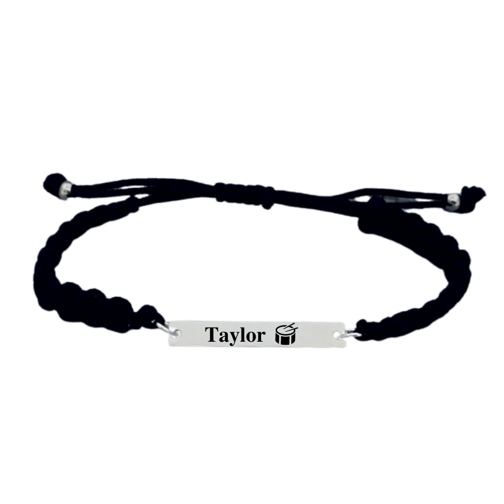 Personalized Engraved Drum Bar Rope Bracelet