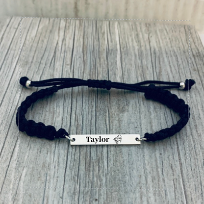 Personalized Engraved Piano Bar Rope Bracelet