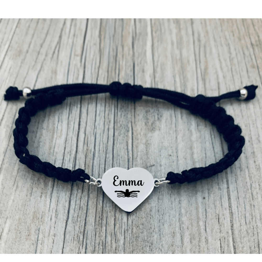  swim bracelet with adjustable slip knot and charm