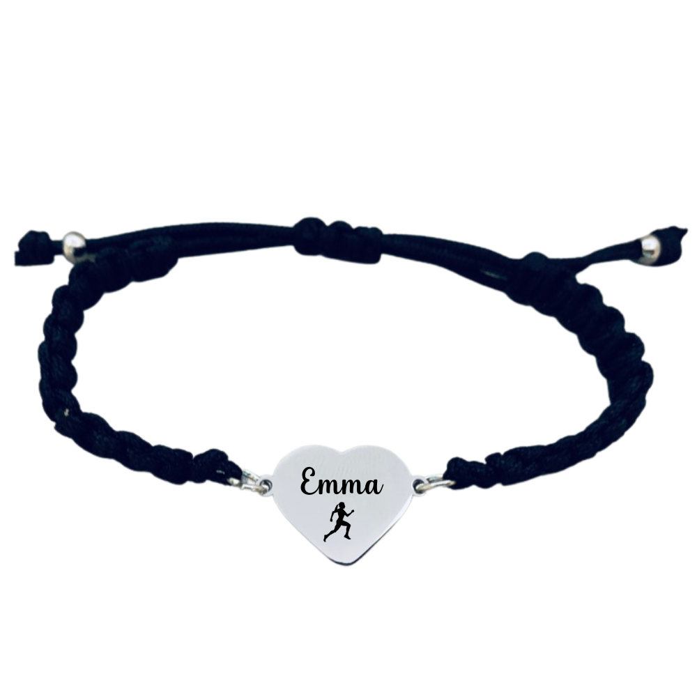 Personalized Engraved Running Heart Rope Bracelet