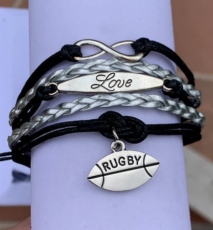 Rugby Bracelet - Infinity Love Black and Silver