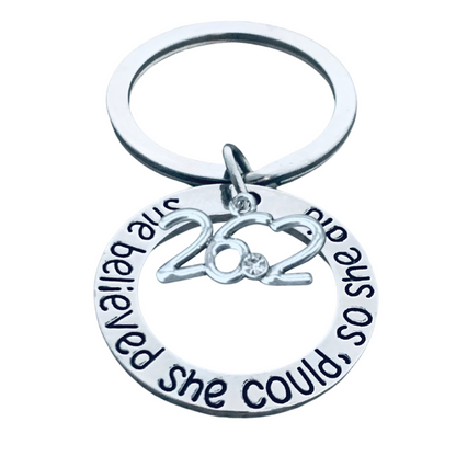 Marathon Running Keychain- She Believed She Could So She Did