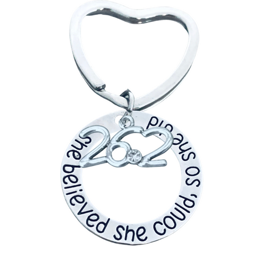 Marathon Running Keychain- She Believed She Could So She Did