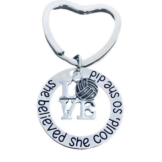 Volleyball Keychain- She Believed She Could So She Did