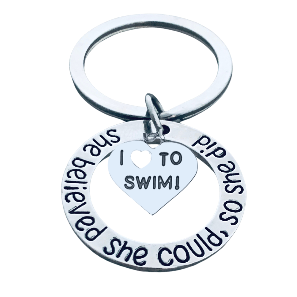 Swim Keychain - She Believed She Could So She Did - Pick Shape