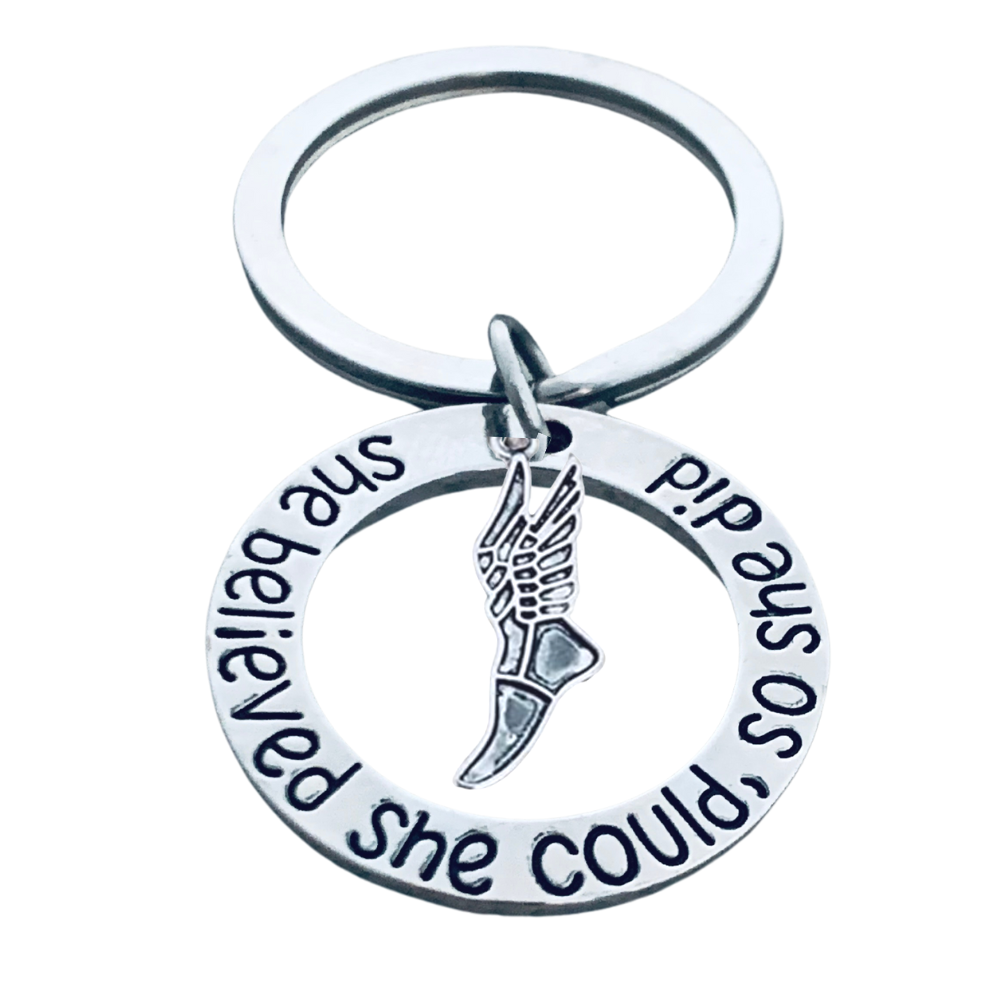 Track & Field Running Keychain- She Believed She Could So She Did